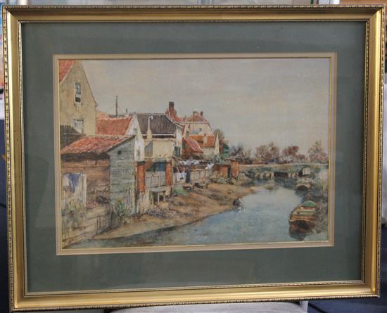 Alphonse Ernest Pecquereau (1831-c.1910) A French backwater, 13.5 x 19.5in.